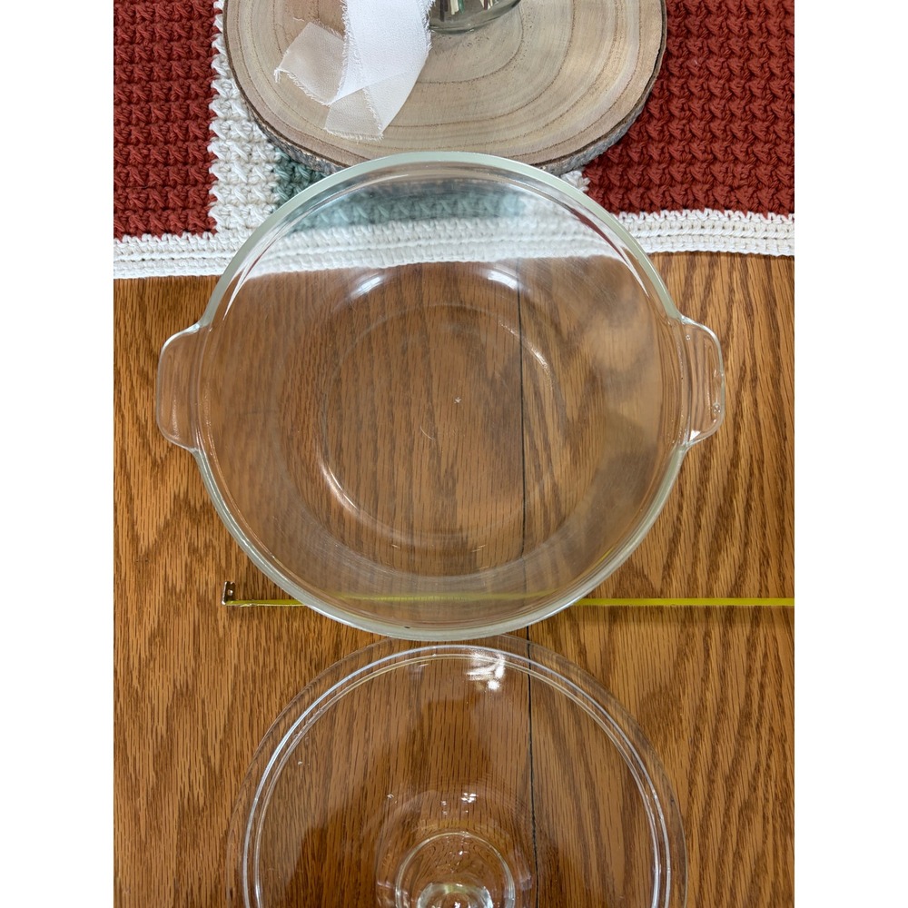 Vintage Pyrex 023 Clear Glass 1.5 Qt Round Casserole Dish with Lid Tab Handles‎ - Picture 3 of 9
